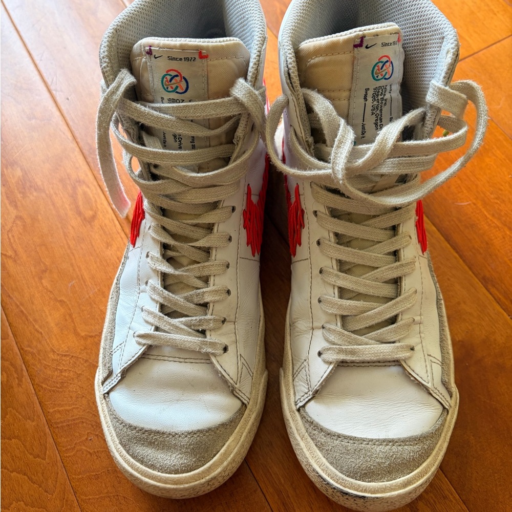 White and Red NIKE Blazers